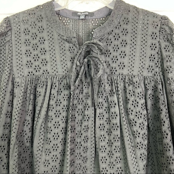 Madewell Eyelet Lace Double Tie Peasant Top in Black Size M - Picture 5 of 11